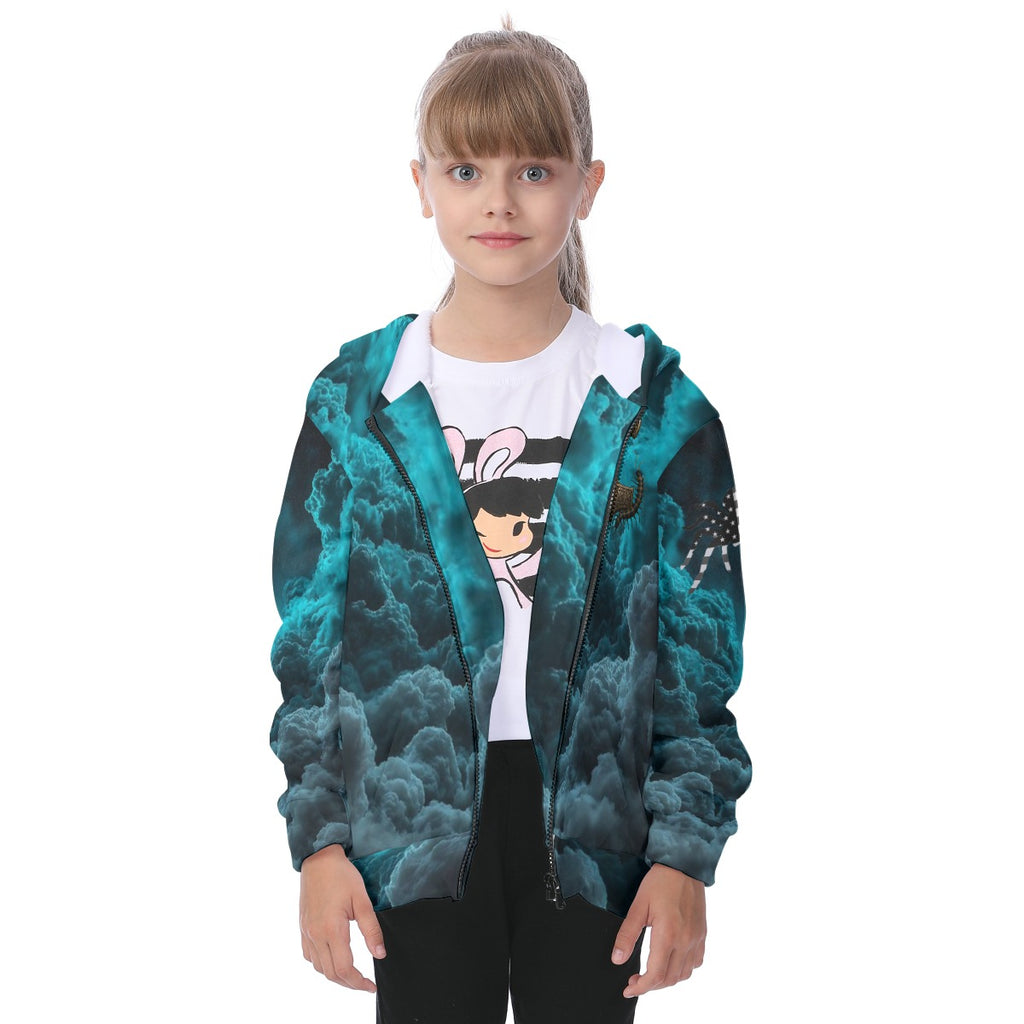 All-Over Print Kid's Heavy Fleece Zip Up Hoodie