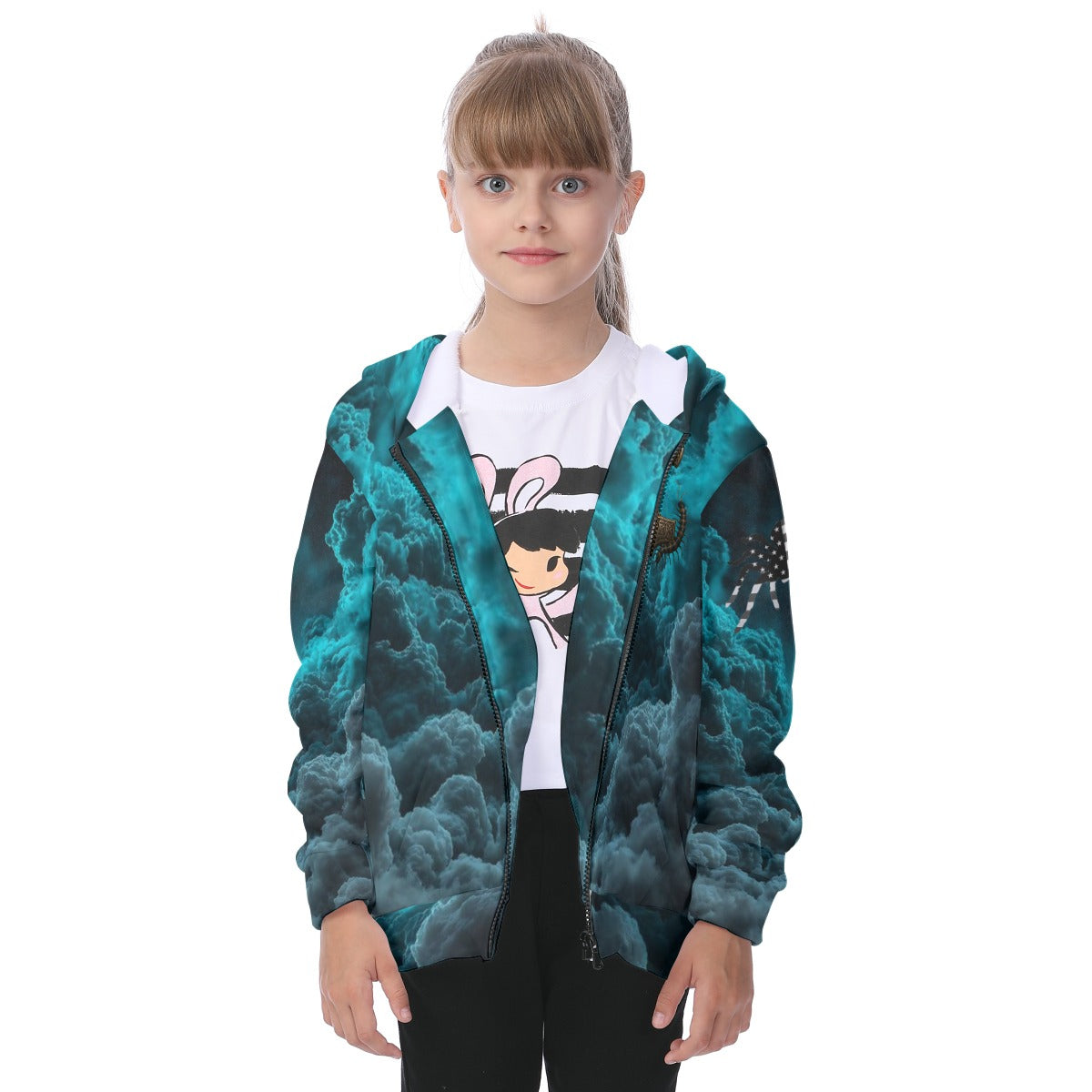 All-Over Print Kid's Heavy Fleece Zip Up Hoodie